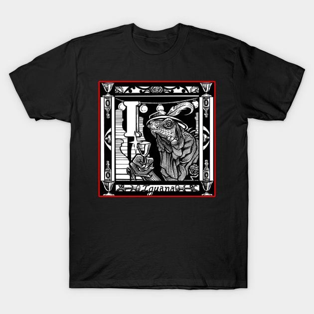 I is for Iguana - Red Outlined Version T-Shirt by Nat Ewert Art